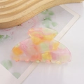 Candy colored acetate shark hair claw clip with pink yellow and green marble patterns - Pink Yellow Green Multi-color