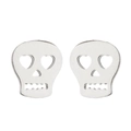 Orecchini punk a teschio argento con occhi a cuore su un pulito sfondo bianco - Teschio / Color Acciaio
