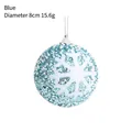 Palla di Natale blu da 8cm con glitter, motivi di fiocchi bianchi e laccetto appeso - 8cm/15.6g / Blu