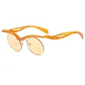 Occhiali da sole rotondi arancio ambra con montatura ondulata e design traslucido trendy - Montatura Tè Lenti Champagne