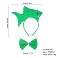 Green sequined goldfish headband and bow tie set for costume parties with dimensions - 3D Green Goldfish Headband + Bowtie Set