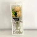 Soap rose bouquet in champagne color with three roses in a clear gift box - Champagne With Box