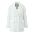 Elegant white double-breasted suit jacket with notched lapels for a professional office look - S / Blazers / White