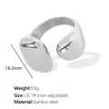 Polished silver stainless steel C-shape water drop open ring in size US 7, weighing 9.8g - US Size 7 (Non-adjustable) / Silver Style (JZ91)