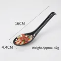 Miniature beef noodle ramen model in a 16cm black long-handle resin spoon - Zaozi Noodles-Black Spoon
