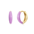 Detailed macro view of S925 sterling silver stamp on lavender enamel hoop earrings - Lavender Enamel Round Hoop Earrings