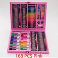 168-piece professional pink kids art drawing set with watercolors and crayons - 168 Pieces Set / Pink