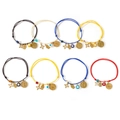 Handmade woven cross and evil eye bracelets in 8 colors with Hamsa and medal charms - 8 Color Set