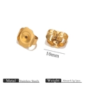 Cierres de mariposa dorados de acero inoxidable de 10 mm para joyería artesanal DIY - Cierre Grande Estándar / Dorado