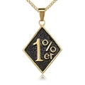 Goldener rautenförmiger Edelstahl-Halskettenanhänger mit 1%er Emblem und Kette - D0604 Gold Mit Kette (quadratische Perle)
