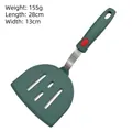 Spatola forata in silicone verde scuro con manico in acciaio, 28cm x 13cm - Spatola Forata Semicircolare