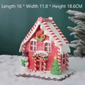 Casa de dulces navideña decorativa con muñeco de nieve y luz LED 16x11,8x18,6 cm - Muñeco de Nieve Grande-Casa Roja 16*11.8*18.6cm