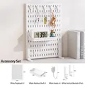 Weißes Stecktafel-Organizer-Set mit Ablagen und Haken für Schreibtisch und Wandmontage - Weißes Klemm Set 1 / Weiß