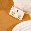 Minimalist gold-plated stainless steel stud earrings featuring the letter Z shape - Letter Z