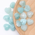 Ciondoli a cuore in pietra naturale sfaccettata azzurra per gioielli fai da te - Pezzo Singolo / Amazonite
