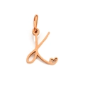 Rose gold letter K pendant with heart detail and mirror finish for DIY necklaces - Letter K / Rose Gold