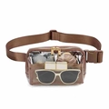 Brown transparent nylon fanny pack with adjustable strap and golden hardware accents - Transparent Brown Double Pull