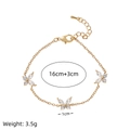 Golden bracelet featuring three sparkling zircon butterflies with detailed size and weight specs - Gold Three Butterfly Bracelet