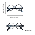 Detailansicht der schwarzen runden Harry Potter Brille mit 6,5 cm Höhe und 13,5 cm Breite - Einheitsgröße / Schwarz Rund