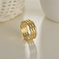 Adjustable 14K gold plated titanium steel ring featuring a triple-layer bamboo joint design - Adjustable Open / Gold Triple Layer Bamboo (R424) / Gold