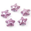 Macro detail of five purple starfish ceramic beads with glazed finish for DIY jewelry - Purple (08#)
