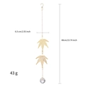 Detailed view of golden maple leaf crystal suncatcher showing 40cm length and 43g weight - Maple Leaf