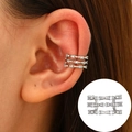 Silver triple layer ear cuff with micro zirconia stones for non-pierced ears - White K - Triple Layer Diamond Style (11345)