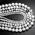 White turquoise round loose beads with gray marble texture in multiple sizes for DIY - 4mm Approx 93pcs / White Turquoise