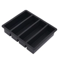 Black rectangular four-grid silicone ice cube tray mold with lid in high angle view - 4-Long Strip (No Lid) Black