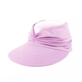 Women's pink-purple open top sun visor with wide brim and elastic pleated headband - One Size / Light Purple