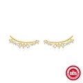 Elegant S925 sterling silver gold ear climbers with sparkling geometric zircon stones - 925 Silver / Gold