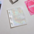 Close-up of holographic A8 binder sleeve with 3-hole punch design and sparkling laser finish - Laser Fireworks 3-Hole 1-Grid Inner Pages 10 Sheets