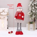 Retractable Christmas snowman doll in red knit sweater and striped scarf, 75cm height - Medium Telescopic Snowman
