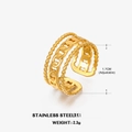 Anillo de acero inoxidable chapado en oro de tres capas con diseño de cadena ajustable - Estilo de cadena / Dorado