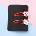 Two-piece Santa Claus Christmas hair clips with red glitter finish and resin details - Santa Claus 3#