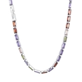 Rainbow tennis necklace with multi-colored baguette-cut gemstones and 18K gold plated steel - Silver Base Rainbow Baguette Zircon (KN234324-KFC)
