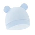 Light blue cotton newborn baby hat with cute round ears for infants - Solid Blue Beanie with Ears