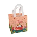 Sac cadeau de Pâques orange en non-tissé avec motif lapin et Happy Easter - XH35-Horizontal