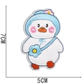 Embroidered duck patch with blue hat and flower bag, iron-on cartoon patch 7cm x 5cm - Blue Hat Duck (No. 3)