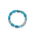 Sky blue natural stone beaded bracelet with cylindrical and round agate beads - Blue