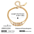 Bracciale a doppio strato in acciaio inossidabile placcato oro 18K con cinque zirconi - Catena a Sfere a Doppio Strato Oro (JDB0312204)