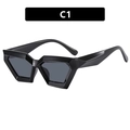 Unregelmäßige Cat-Eye Sonnenbrille in schwarzem Rahmen C1 mit dunkelgrauen Gläsern - Glänzend Schwarz/Graue Linse