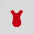 Detail view of red Y-shaped lash lift tool with comb side and anti-slip ridges - Y Brush / Red