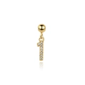 Detail of gold S925 silver number 1 charm with inlaid sparkling crystals - Number 1