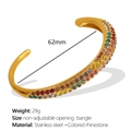 Gouden roestvrijstalen open armband met kleurrijke strassteentjes en parels - Kleurrijke Strass Gouden Stijl (SZ152CRG)