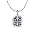 Men's S925 silver necklace with octagonal compass pendant and black stones - NMN04-Octagonal Compass Silver Necklace