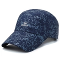 Dark blue quick-dry baseball cap with light blue pixelated camo pattern and logo - Adjustable / Navy Blue