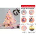 60cm pinker Mini-Weihnachtsbaum mit LED-Lichtern und Federschmuck für den Tisch - 60cm Schneestern & Glocke Stil Set