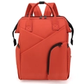 Red lightweight nylon mommy backpack with large capacity and insulated storage pockets - Red