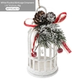 White birdcage Christmas ornament with pine cones, needles and red berries - White Type D - Glitter Birdcage